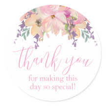 Roze Waterverf bloemen Dank je wel