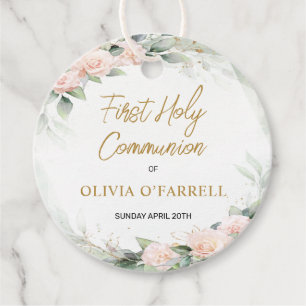 Roze Waterverf Bloemen Dank u Communie Bedankjes Labels