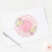 roze Waterverf bloemen Dank u Ronde Sticker (Envelop)