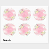 roze Waterverf bloemen Dank u Ronde Sticker (Vel)