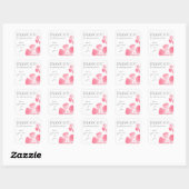 Roze Waterverf Bloemen Dank u Stickers (Vel)