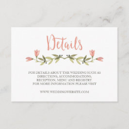 Roze Waterverf Bloemen Details Kaart