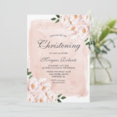 Roze Waterverf Bloemen Doop Doping Kaart (Staand voorkant)