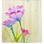 Roze waterverf bloemen douchegordijn (Voorkant)