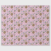 Roze Waterverf Bloemen Dwars Patroon Pasen Cadeaupapier (Vlak)