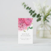 Roze Waterverf Bloemen Elegant Botanisch en Chic Visitekaartje (Staand voorkant)
