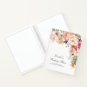 Roze Waterverf Bloemen Elegant Trouwplan Notitieboek (Binnen)