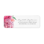 Roze Waterverf bloemen Elegant Wedding Etiket (Voorkant)