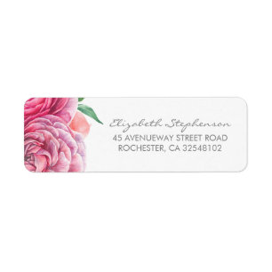 Roze Waterverf bloemen Elegant Wedding Etiket