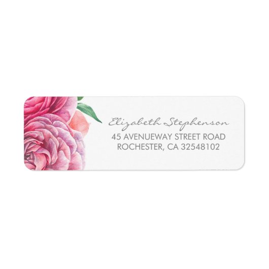 Roze Waterverf bloemen Elegant Wedding Etiket (Voorkant)