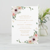 Roze Waterverf bloemen Elegant Wedding Kaart (Staand voorkant)