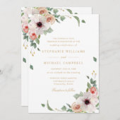 Roze Waterverf bloemen Elegant Wedding Kaart (Voorkant / Achterkant)