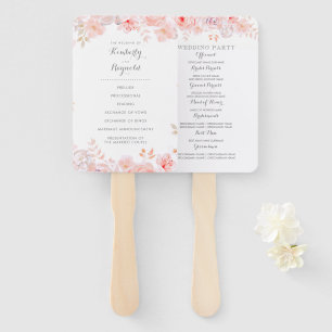 Roze Waterverf Bloemen Elegant Wedding Program Handwaaier