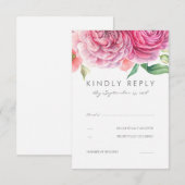 Roze Waterverf Bloemen Elegante bruiloft RSVP (Voorkant / Achterkant)