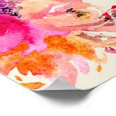 Roze Waterverf Bloemen Elegante bruiloft Save Post Poster (Hoek)