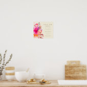 Roze Waterverf Bloemen Elegante bruiloft Save Post Poster (Keuken)