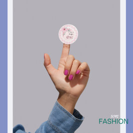 Roze Waterverf Bloemen en Leuke Verjaardagsfeestje Ronde Sticker