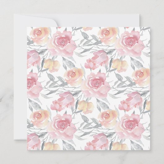 Roze Waterverf Bloemen Folie Ballon Baby Sprinkle Kaart (Achterkant)