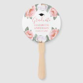 Roze Waterverf Bloemen Fotoklasse van Afstuderen Handwaaier (Voorkant)