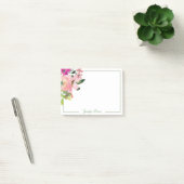 Roze waterverf bloemen gepersonaliseerd post-it® notes (Kantoor)