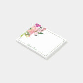 Roze waterverf bloemen gepersonaliseerd post-it® notes (Schuin)
