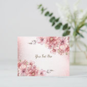 Roze Waterverf Bloemen Glanzende Glitter Modern Briefkaart (Staand voorkant)
