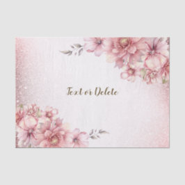 Roze Waterverf Bloemen Glanzende Glitter Modern Tissuepapier