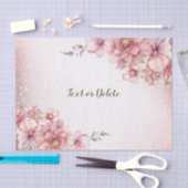 Roze Waterverf Bloemen Glanzende Glitter Modern Tissuepapier (Craft)