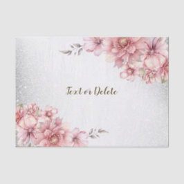 Roze Waterverf Bloemen Glanzende Glitter Modern Tissuepapier