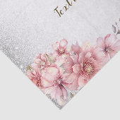 Roze Waterverf Bloemen Glanzende Glitter Modern Tissuepapier (Detail)