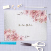 Roze Waterverf Bloemen Glanzende Glitter Modern Tissuepapier (Craft)