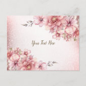 Roze Waterverf Bloemen Glanzende Glitters Modern Briefkaart (Voorkant)