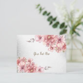 Roze Waterverf Bloemen Glanzende Glitters Modern Briefkaart (Staand voorkant)