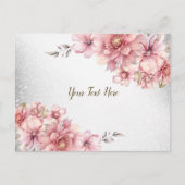 Roze Waterverf Bloemen Glanzende Glitters Modern Briefkaart (Voorkant)