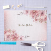 Roze Waterverf Bloemen Glanzende Glitters Modern Tissuepapier (Craft)