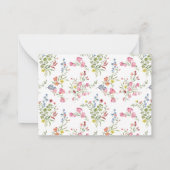 Roze Waterverf Bloemen & Greenery Aangepaste naam Notitiekaartje (Achterkant)