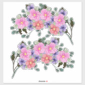 Roze Waterverf Bloemen Grenzen Sticker (Vel)
