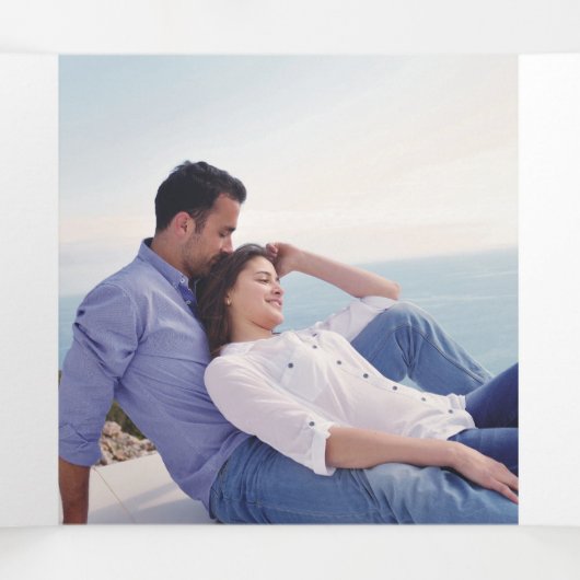 Roze waterverf bloemen, groene blad, foto drieluik programma (Binnenkant midden)