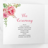 Roze waterverf bloemen, groene blad, foto drieluik programma (Binnenzijde eerst)