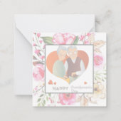 Roze Waterverf Bloemen Grootouders Dag Notitiekaartje (Achterkant)