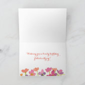 Roze Waterverf Bloemen Happy Birthday Custom Name Kaart (Binnen)