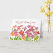 Roze Waterverf Bloemen Happy Birthday Custom Name Kaart (Gele Bloem)