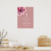 Roze Waterverf Bloemen Heilig Avondmaal Welkomstbo Poster (Keuken)