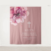 Roze Waterverf Bloemen Heilige Communie Achtergron Wandkleed (Voorkant)