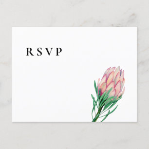 Roze Waterverf Bloemen Huwelijk RSVP   Maaltijdopt Uitnodiging Briefkaart