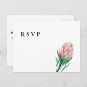 Roze Waterverf Bloemen Huwelijk RSVP | Maaltijdopt Uitnodiging Briefkaart (Voorkant / Achterkant)