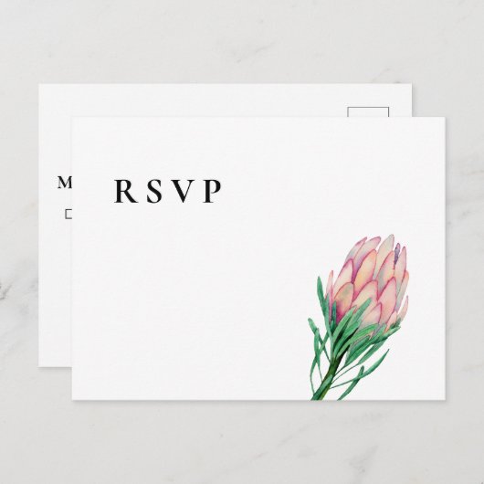 Roze Waterverf Bloemen Huwelijk RSVP | Maaltijdopt Uitnodiging Briefkaart (Voorkant / Achterkant)