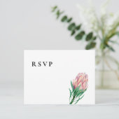 Roze Waterverf Bloemen Huwelijk RSVP | Maaltijdopt Uitnodiging Briefkaart (Staand voorkant)