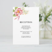 Roze Waterverf Bloemen | huwelijksreceptie Informatiekaartje (Staand voorkant)