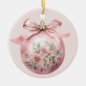 Roze Waterverf Bloemen Kerst Ornament (Voorkant)